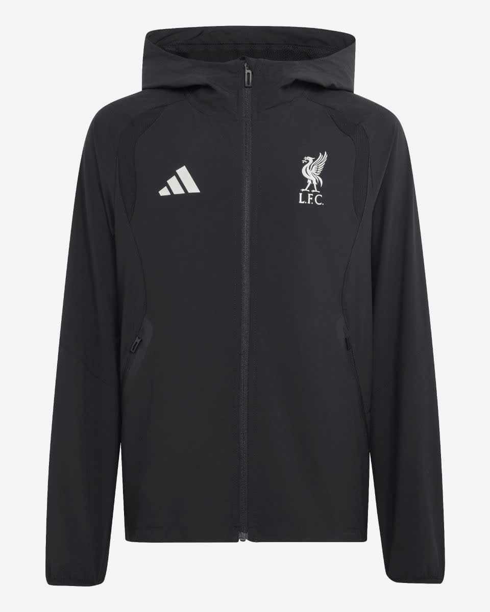 LFC adidas Tiro Travel Windjacke für Jugendliche mit durchgehendem Reißverschluss, Schwarz - Image 1