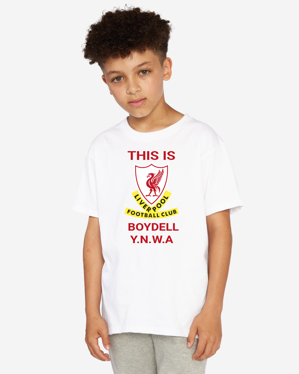 LFC Junior This Is Anfield Personalised White Tee - Image 1