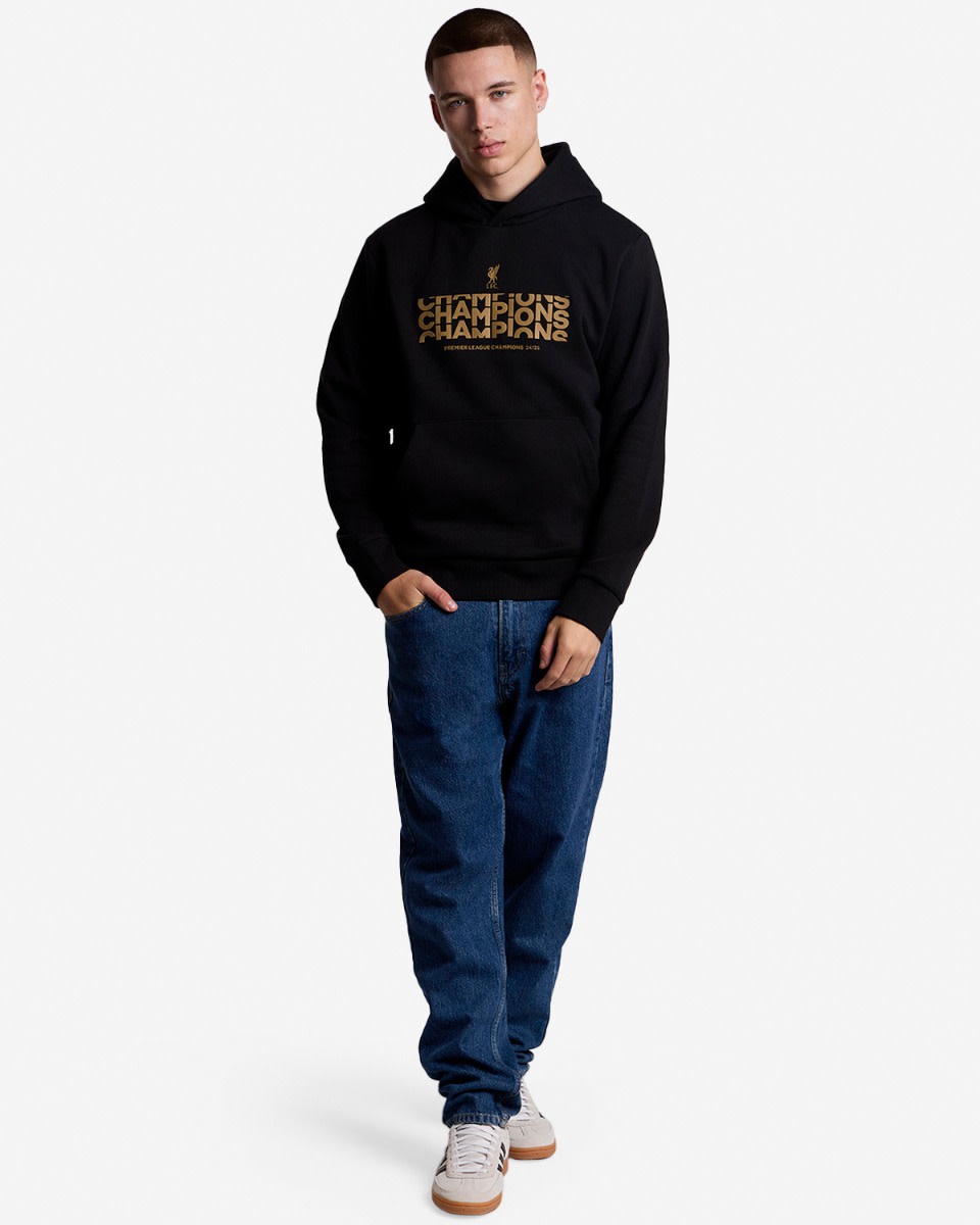 LFC Mens Champions Text Hoody Black - Image 4