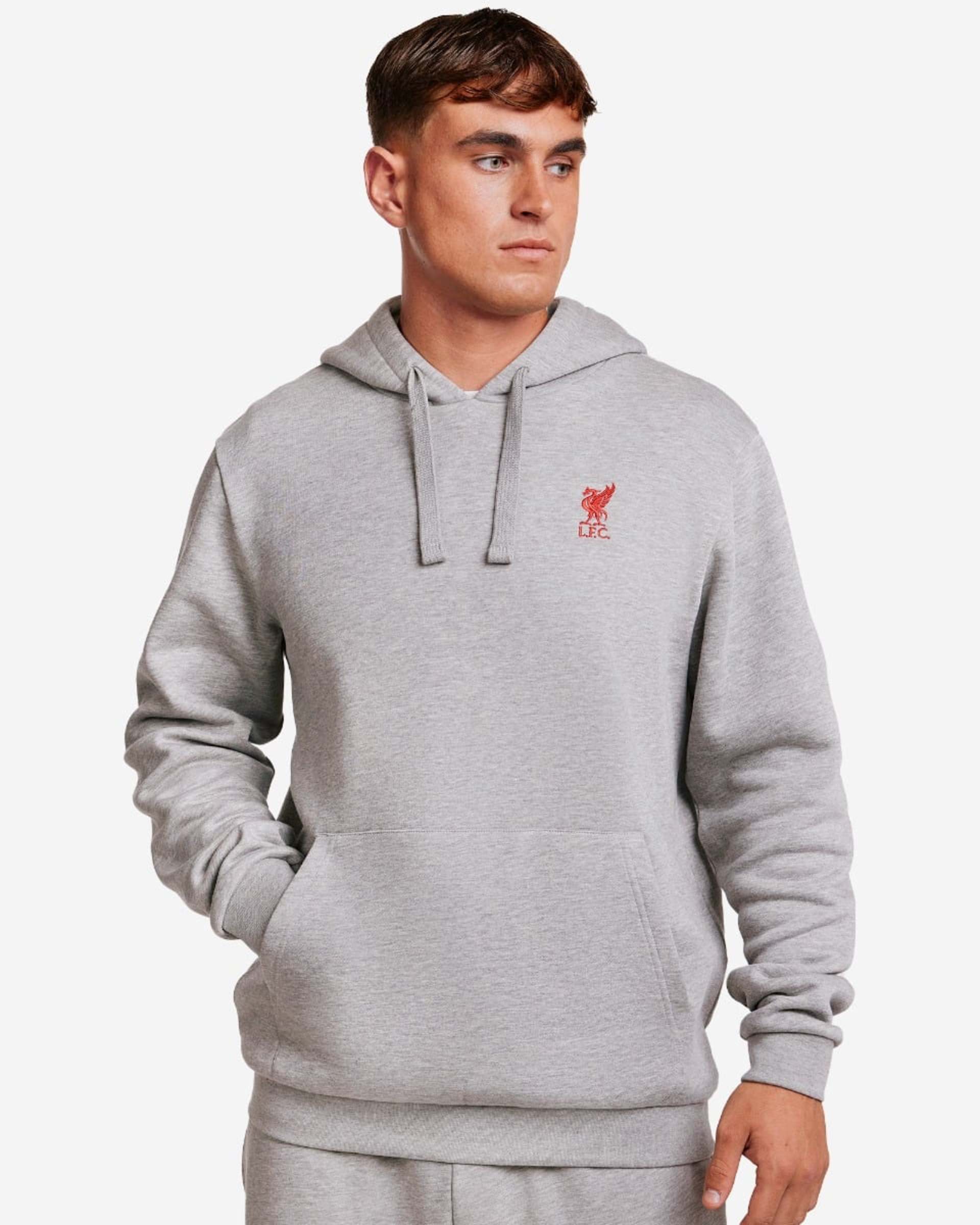 Sudadera con capucha LFC para hombre con logotipo en la parte superior, gris jaspeado - Image 1