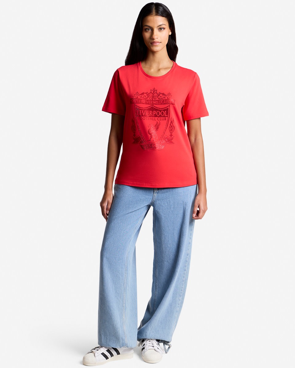 LFC Womens Diamenté Crest Tee Red - Image 3