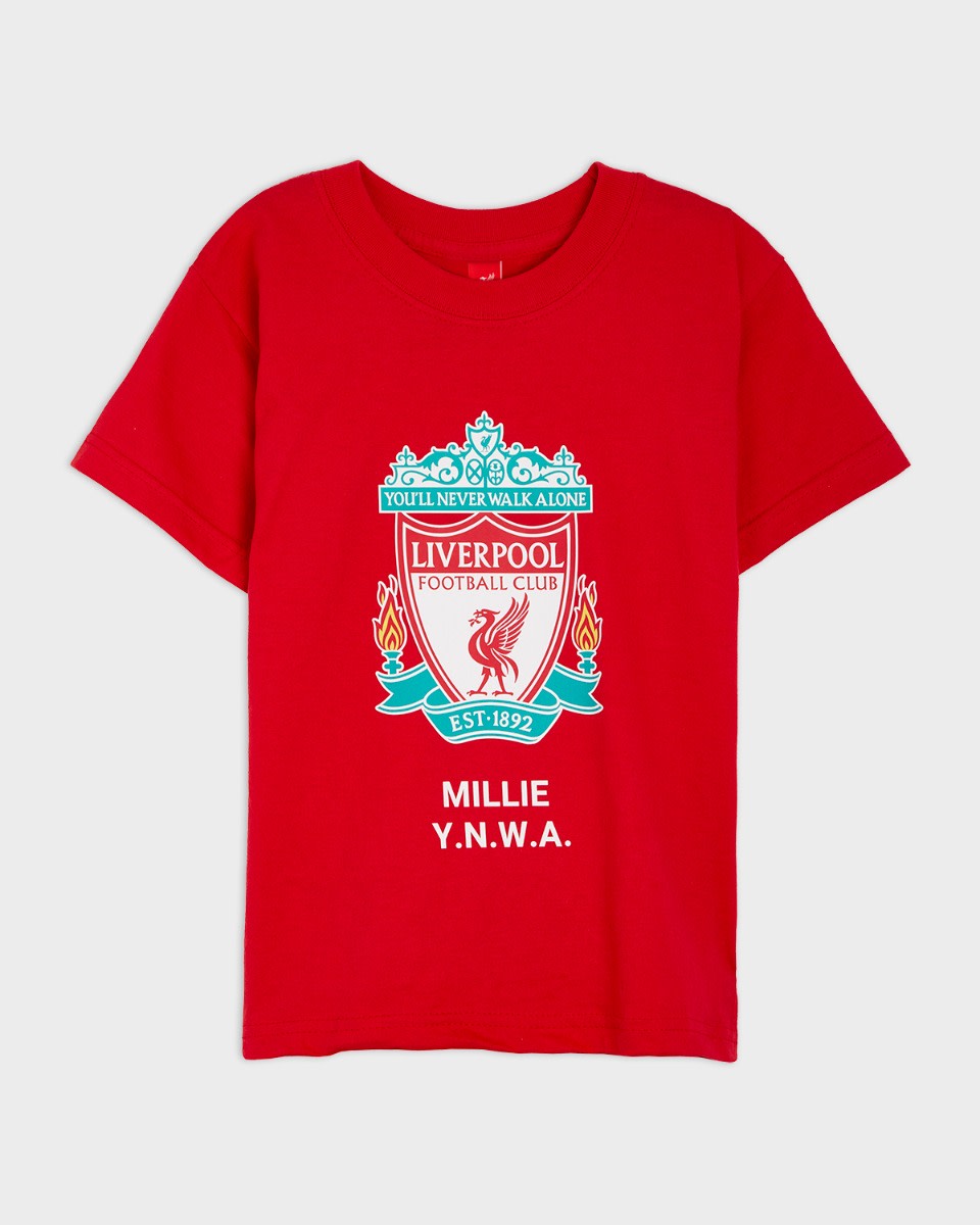 LFC Junior Crest personlig rød T-shirt - Image 2