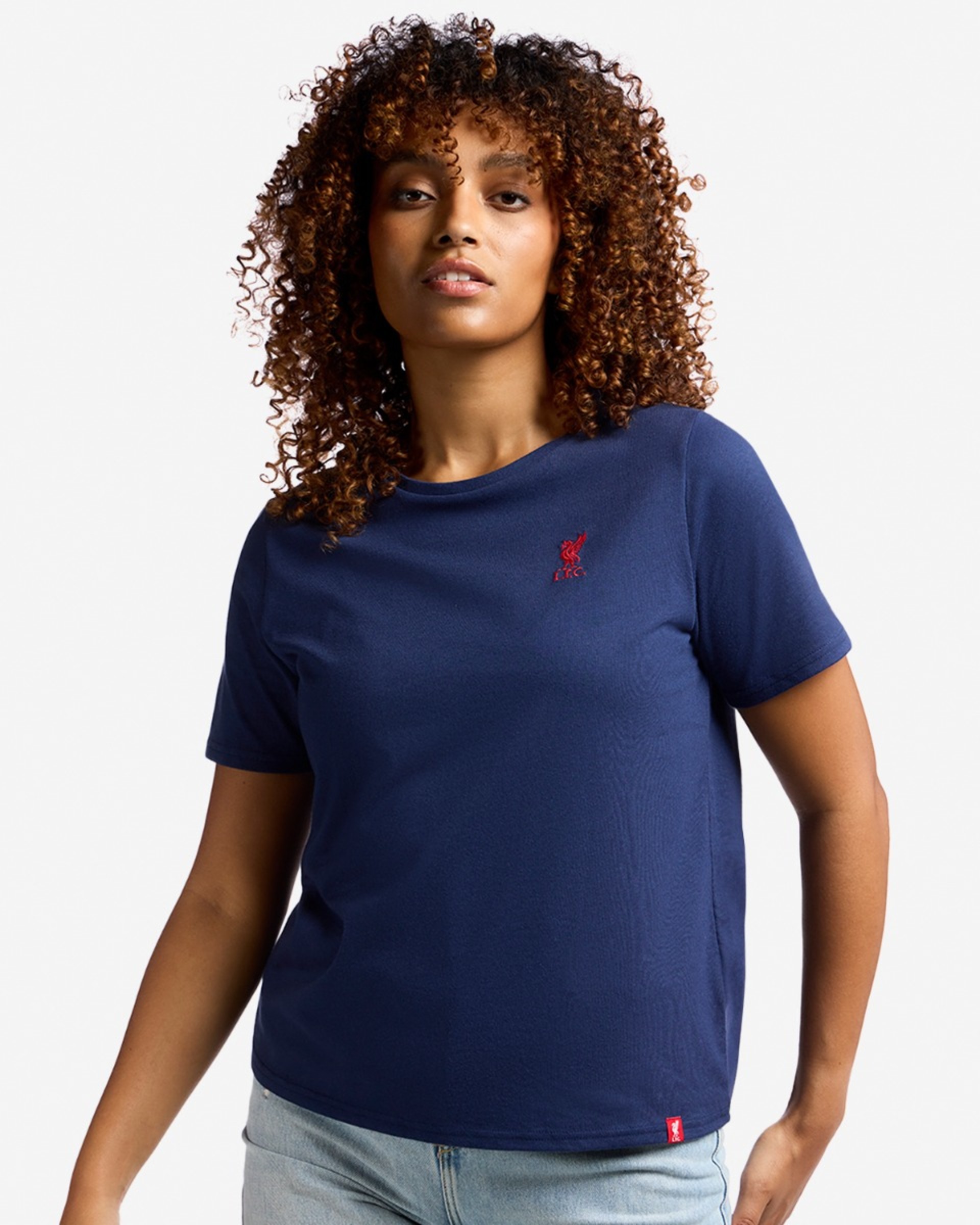 Camiseta LFC con el emblema de Liverbird azul marino para mujer - Image 1