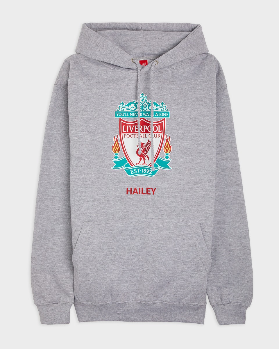 เสื้อฮู้ดสีเทาแบบส่วนบุคคล LFC Crest - Image 2