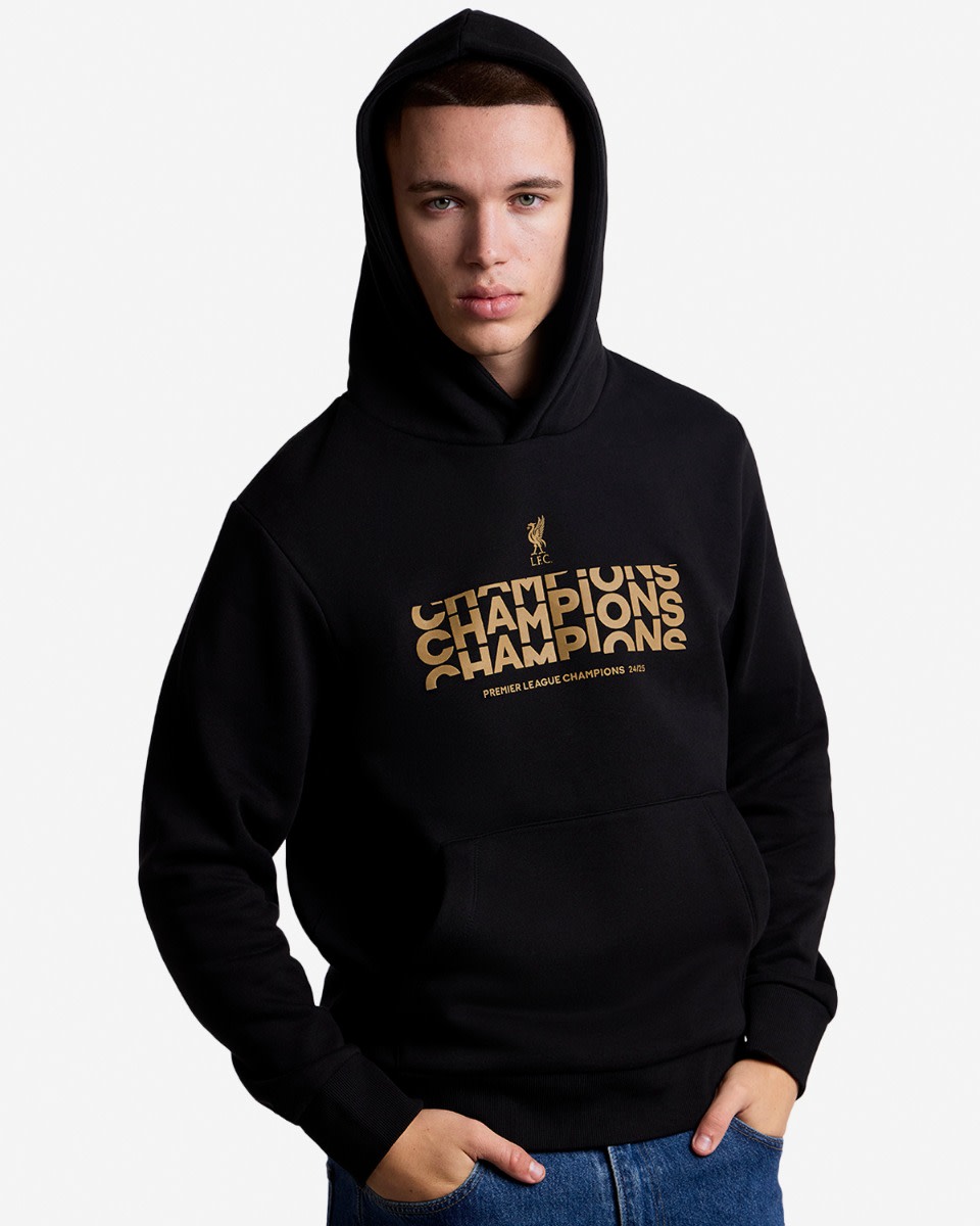 LFC Mens Champions Text Hoody Black - Image 1