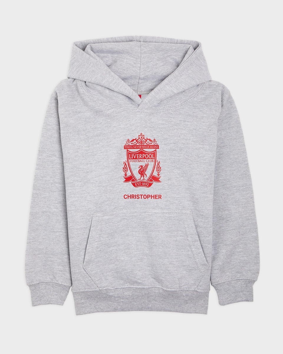 LFC Junior Red Crest personlig grå hettegenser - Image 2