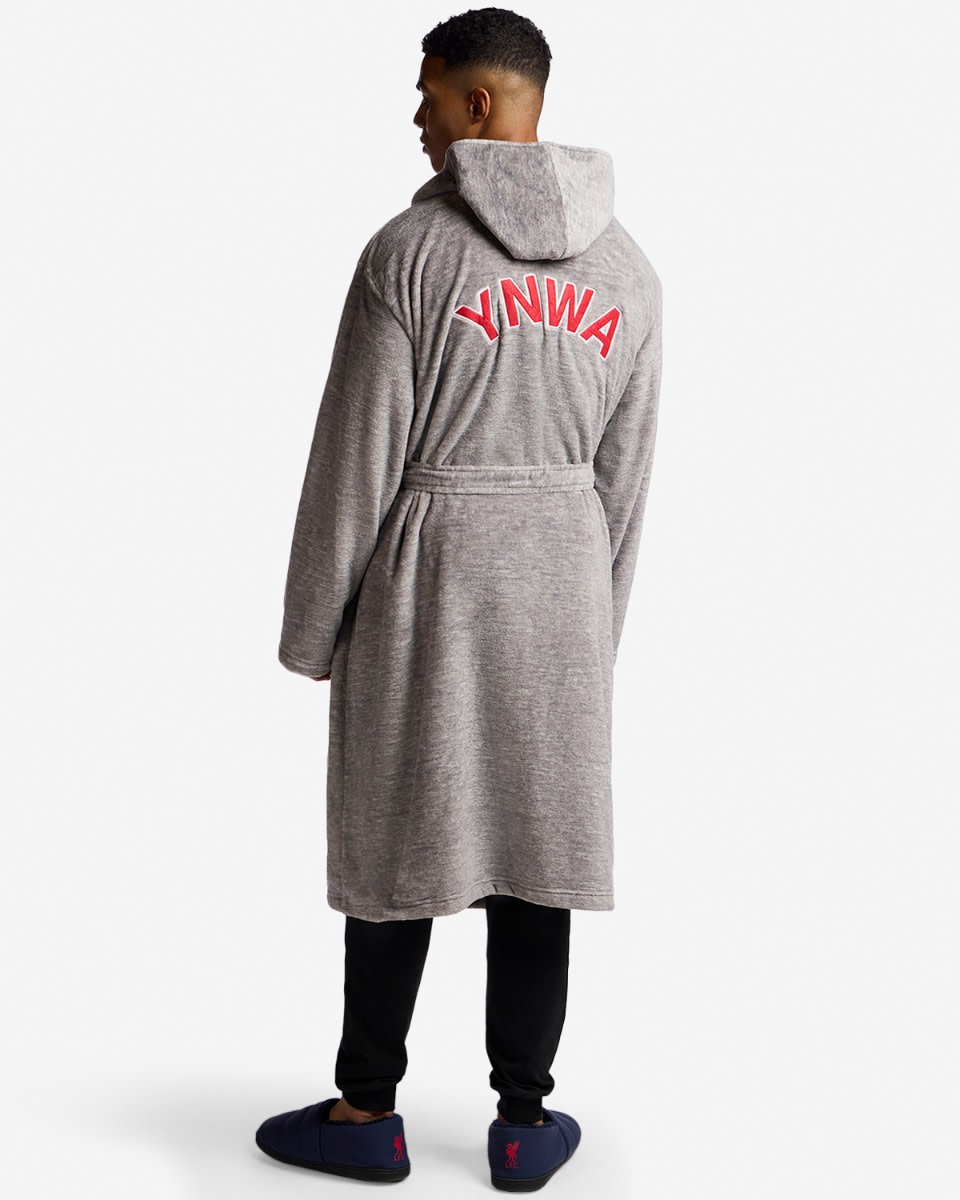 LFC Mens YNWA Hooded Dressing Gown Grey - Image 3