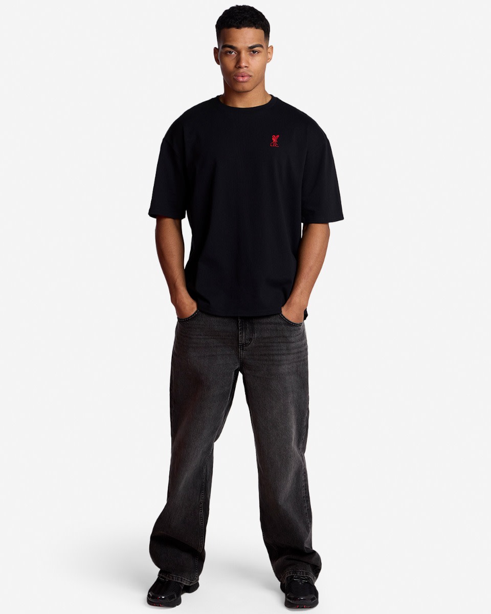 LFC Mens Liverbird Emblem Oversized Tee Black - Image 4