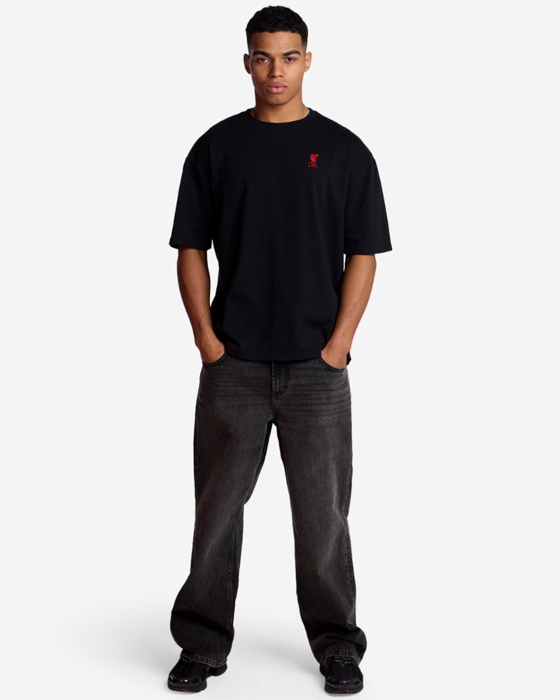LFC Herre Liverbird Emblem Oversized Tee Sort - Image 4