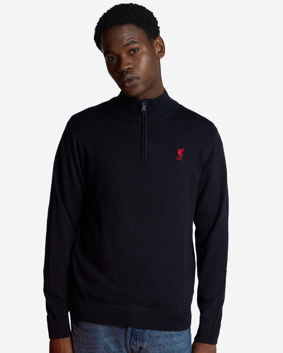 Pull en coton à fermeture éclair LFC bleu marine - Image 1