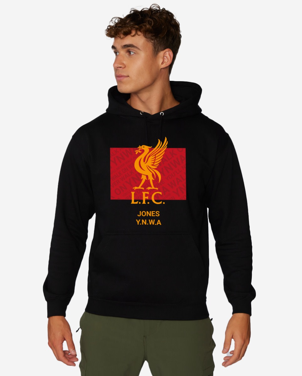 LFC Liverbird Personalised Black Hoody - Image 1