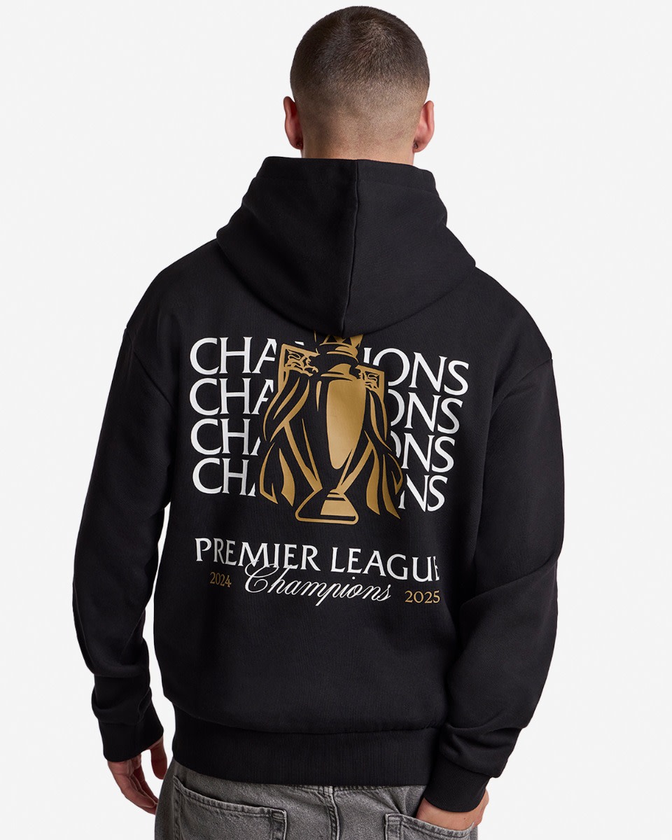 LFC Mens Champions Trophy Oversized Graphic Hoody Black - Image 1