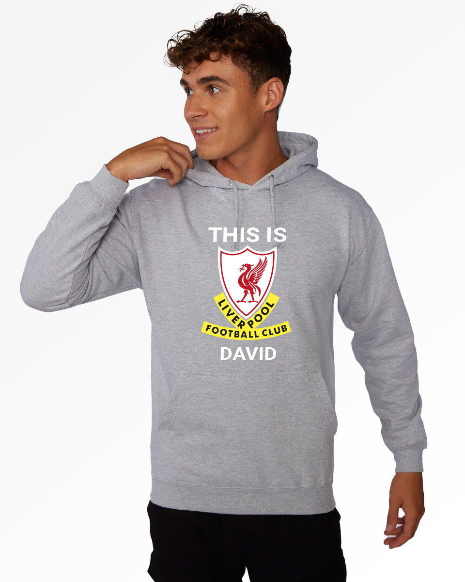 Sweat à capuche gris personnalisé LFC This Is Anfield - Image 1