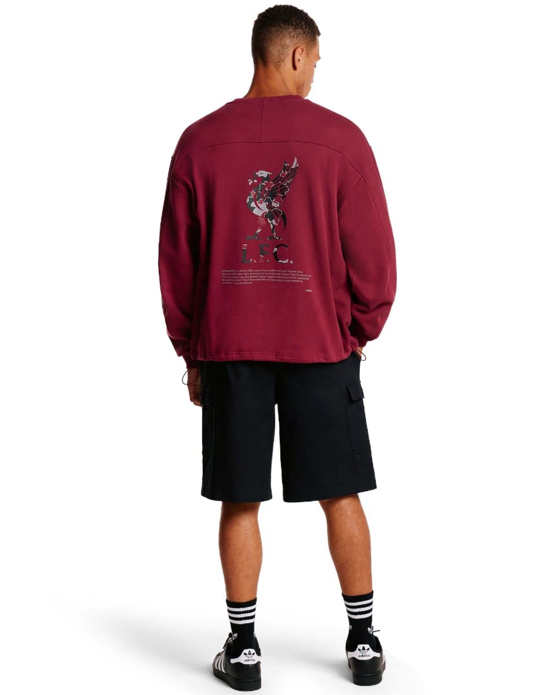 LFC สำหรับผู้ชายรุ่นโอเวอร์ไซส์ YNWA Toggle Sweat เชอร์รี่ - Image 4