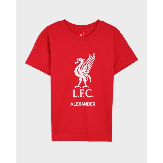LFC Junior White Liverbird personlig röd T-shirt - Image 2
