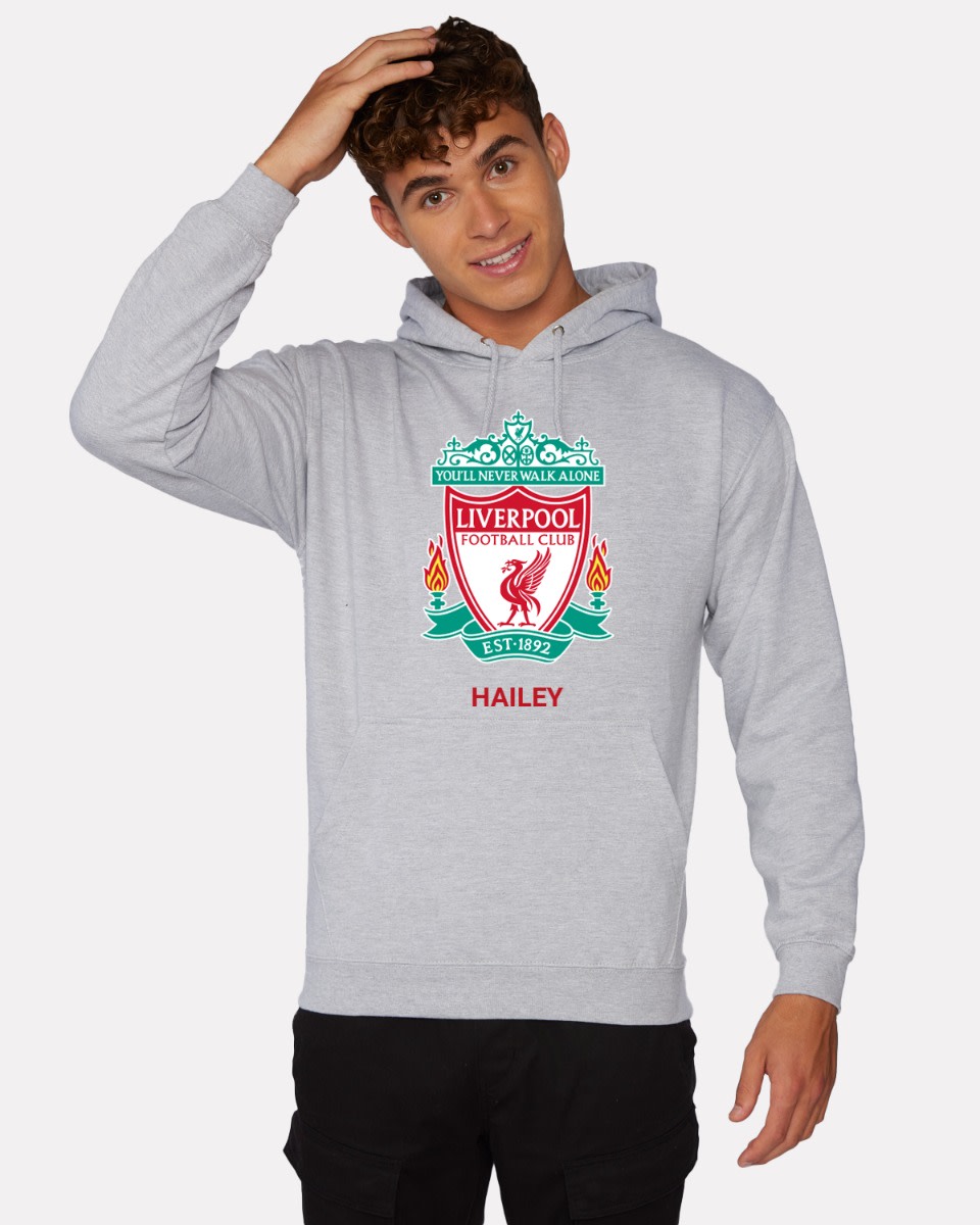 เสื้อฮู้ดสีเทาแบบส่วนบุคคล LFC Crest - Image 1