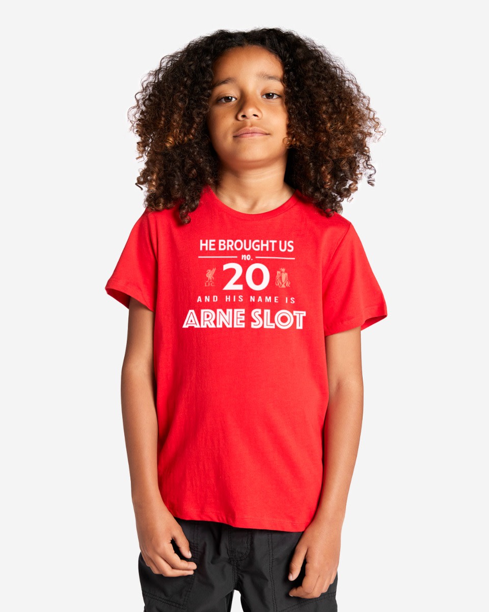 LFC Juniors Arne Slot Graphic Tee Red - Image 1