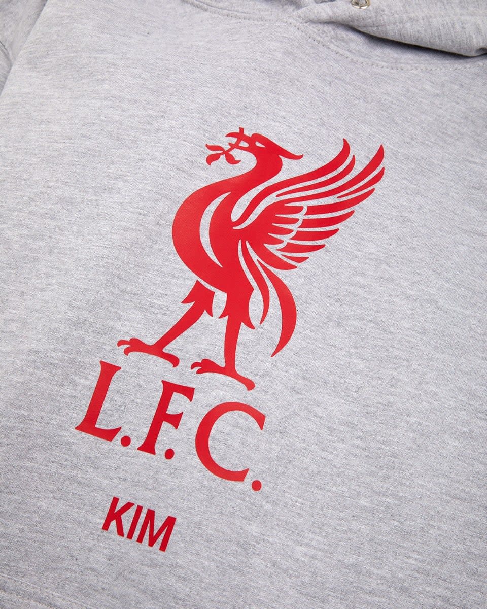 LFC Red Liverbird Personlig Grå Huvtröja - Image 3