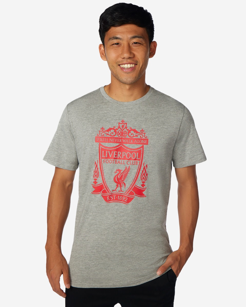 LFC Adults Grey Marl Crest Tee - Image 1