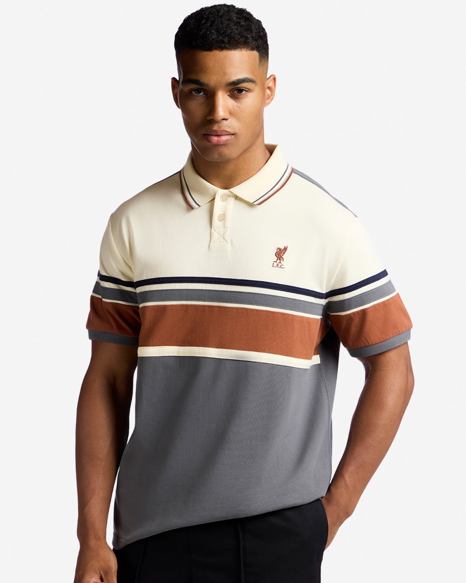 LFC Mens Stripe Polo Grey - Image 1