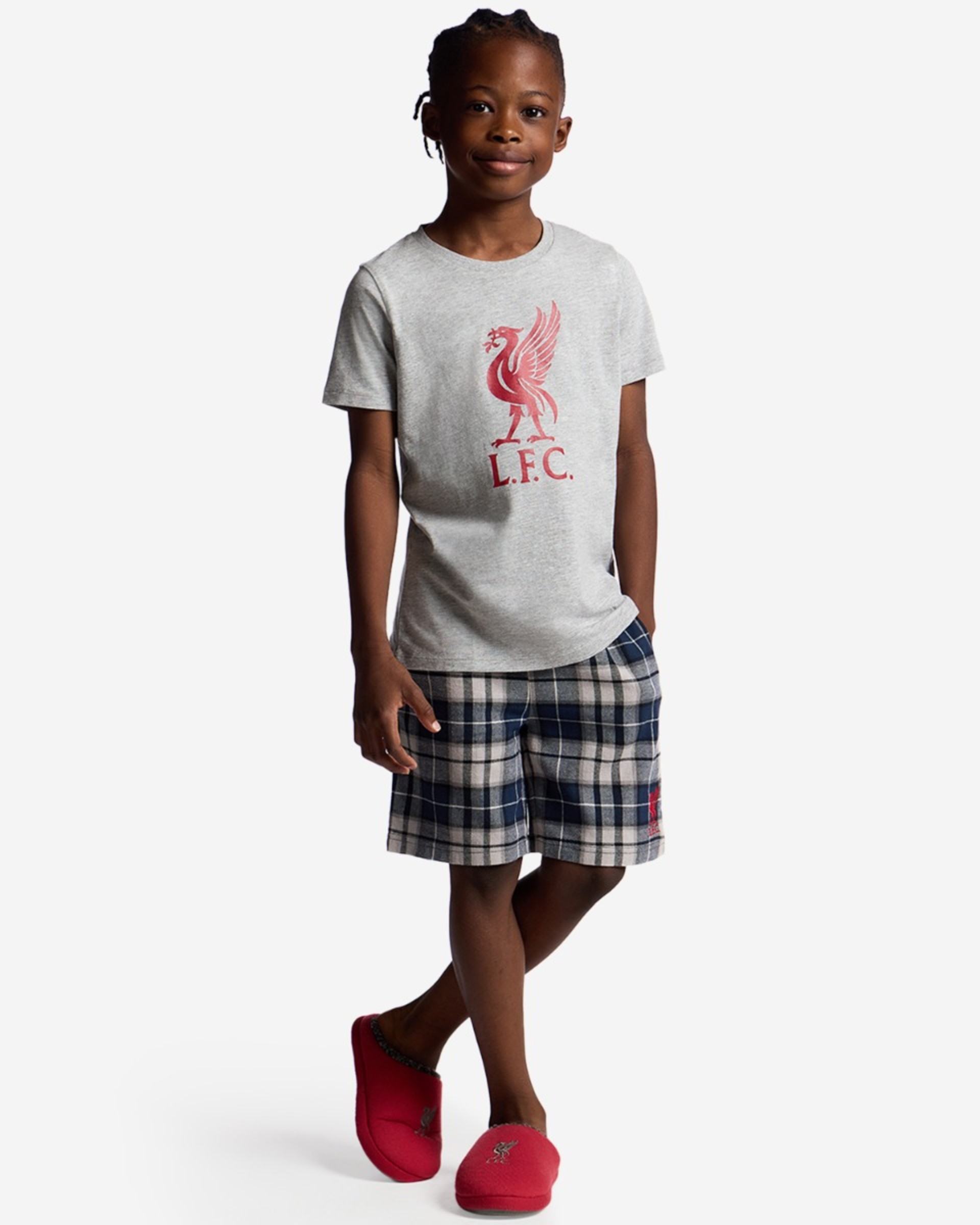 LFC Juniors Check-Boxer-Pyjama-Set, Grau - Image 1