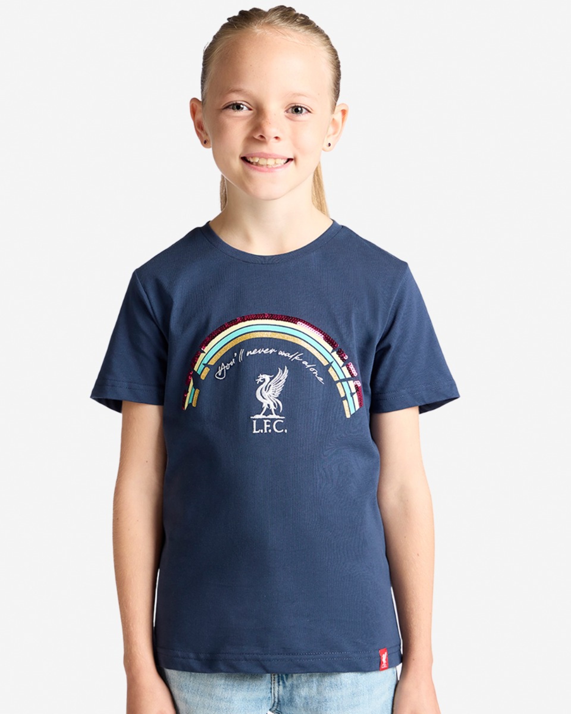 LFC Juniors Rainbow Liverbird Tee Navy - Image 2