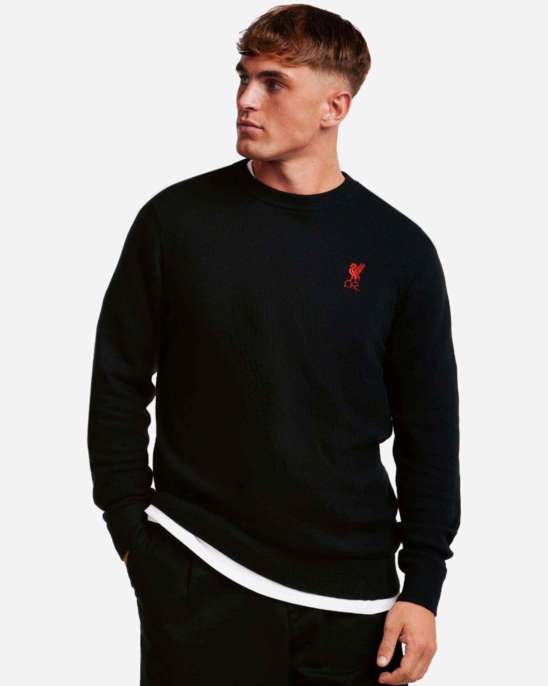 Sweat-shirt en tricot à col rond LFC pour homme, noir - Image 1