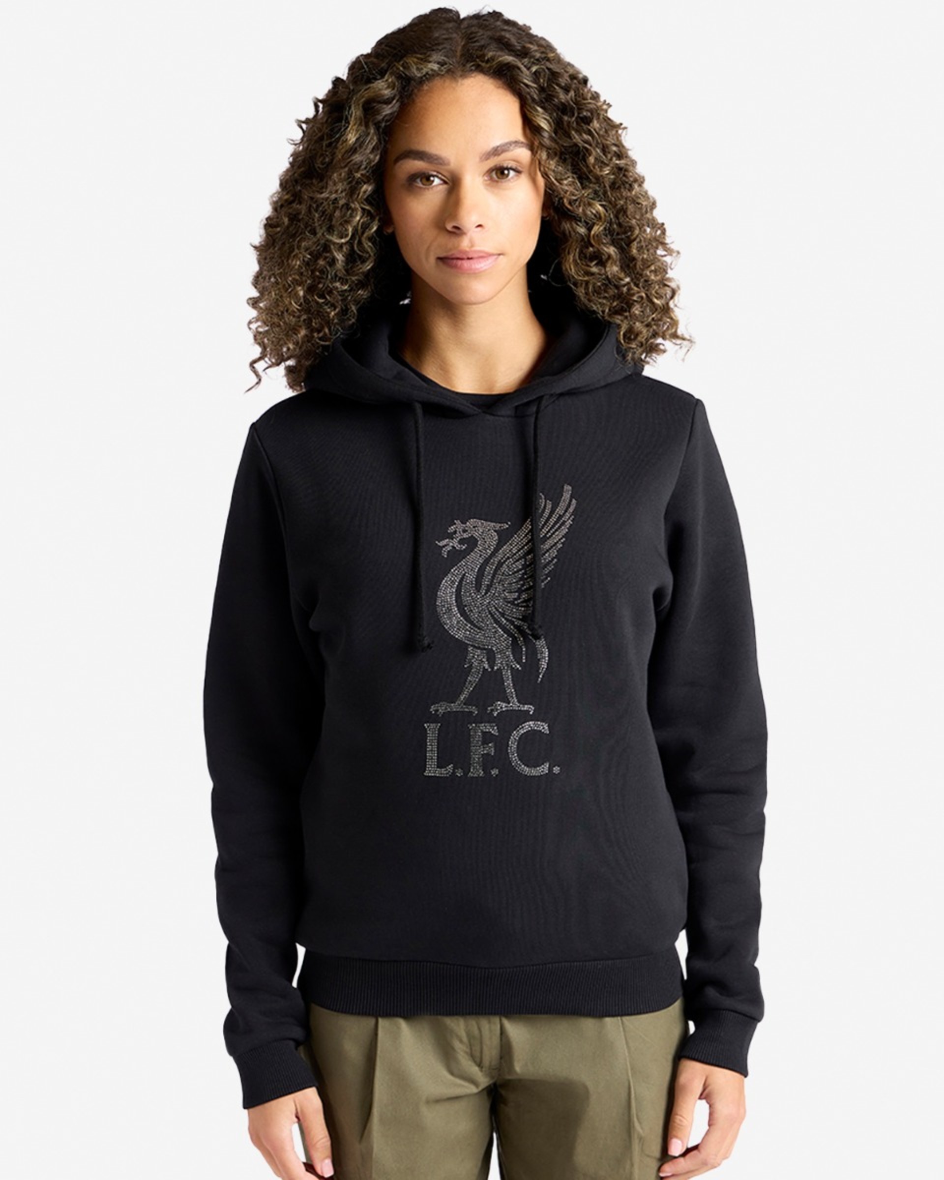 LFC Liverbird Diamanté Kapuzenpulli für Damen, Schwarz - Image 2