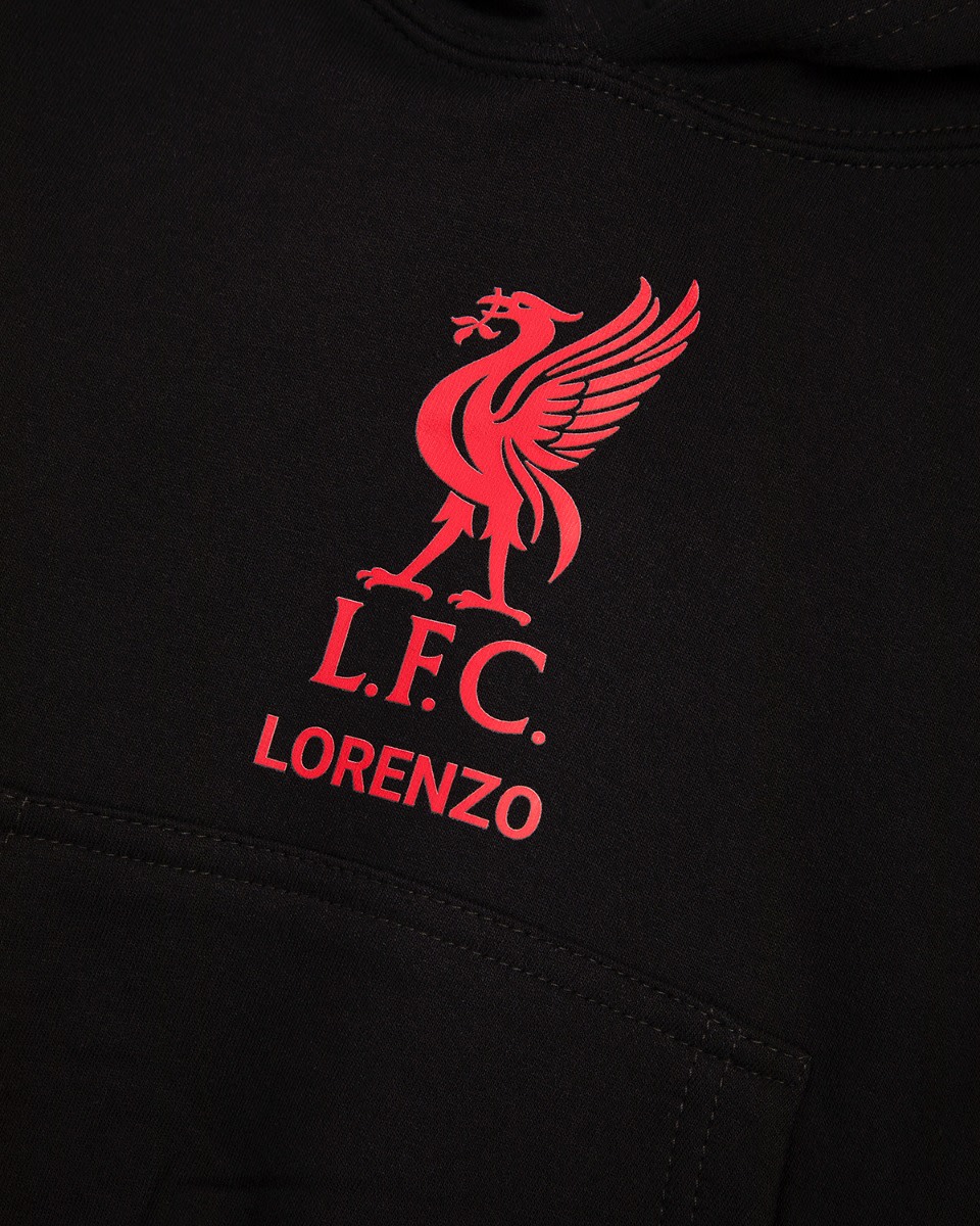 LFC Junior Red Liverbird Personalised Black Hoody - Image 3