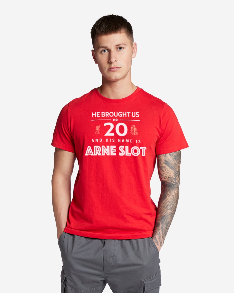 LFC Adults Arne Slot Graphic Tee Red - Image 1