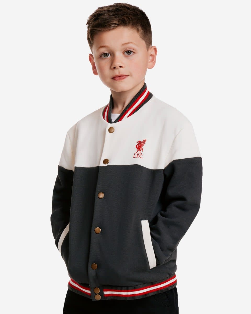Chaqueta bomber LFC para bebés, color grafito y crema - Image 1