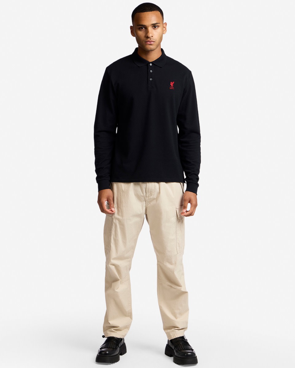 LFC Mens Long Sleeve Polo Black - Image 3