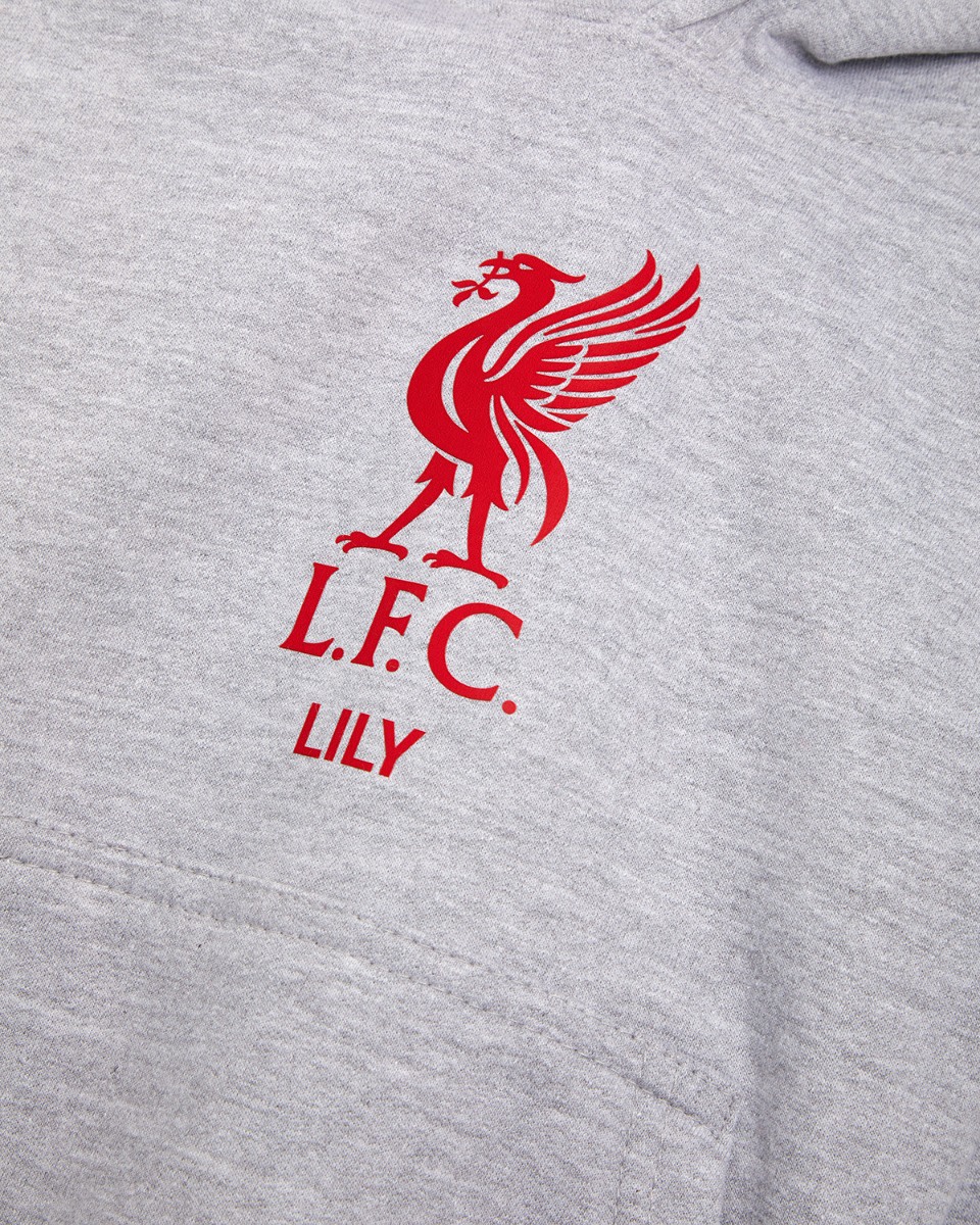 LFC Junior Red Liverbird Personalised Grey Hoody - Image 3