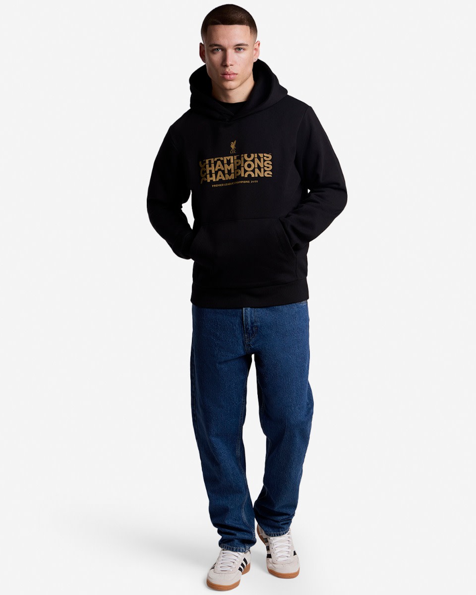 LFC Mens Champions Text Hoody Black - Image 3