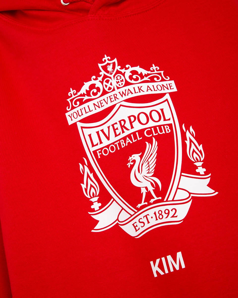 LFC White Crest personlig rød hettegenser - Image 3