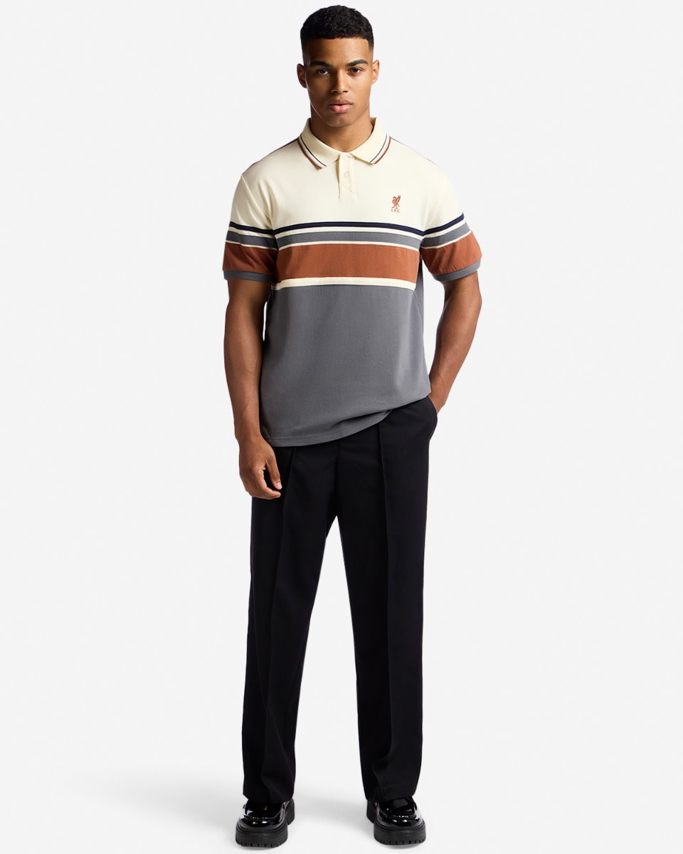LFC Mens Stripe Polo Grey - Image 3