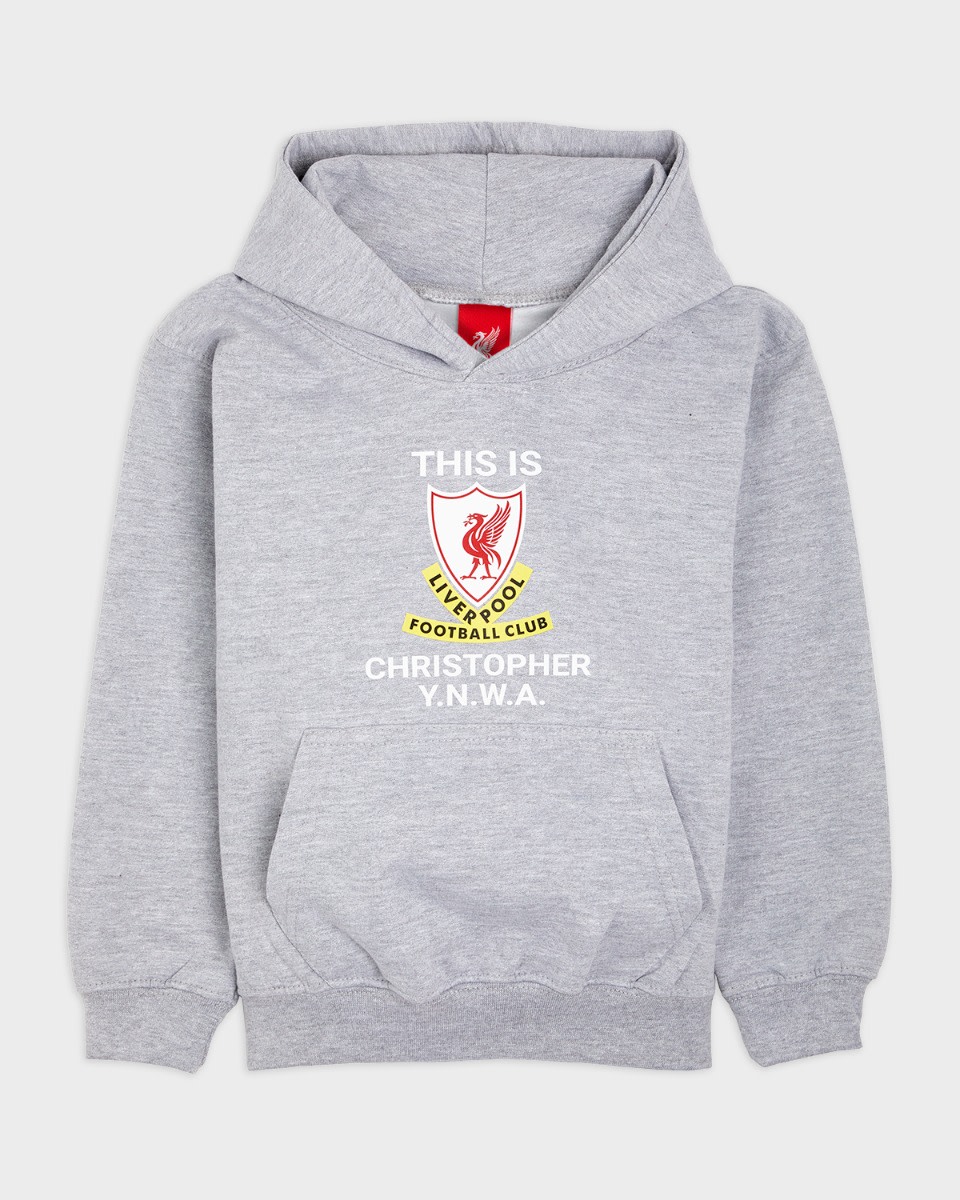 LFC Junior This is Anfield personlig grå hettegenser - Image 2