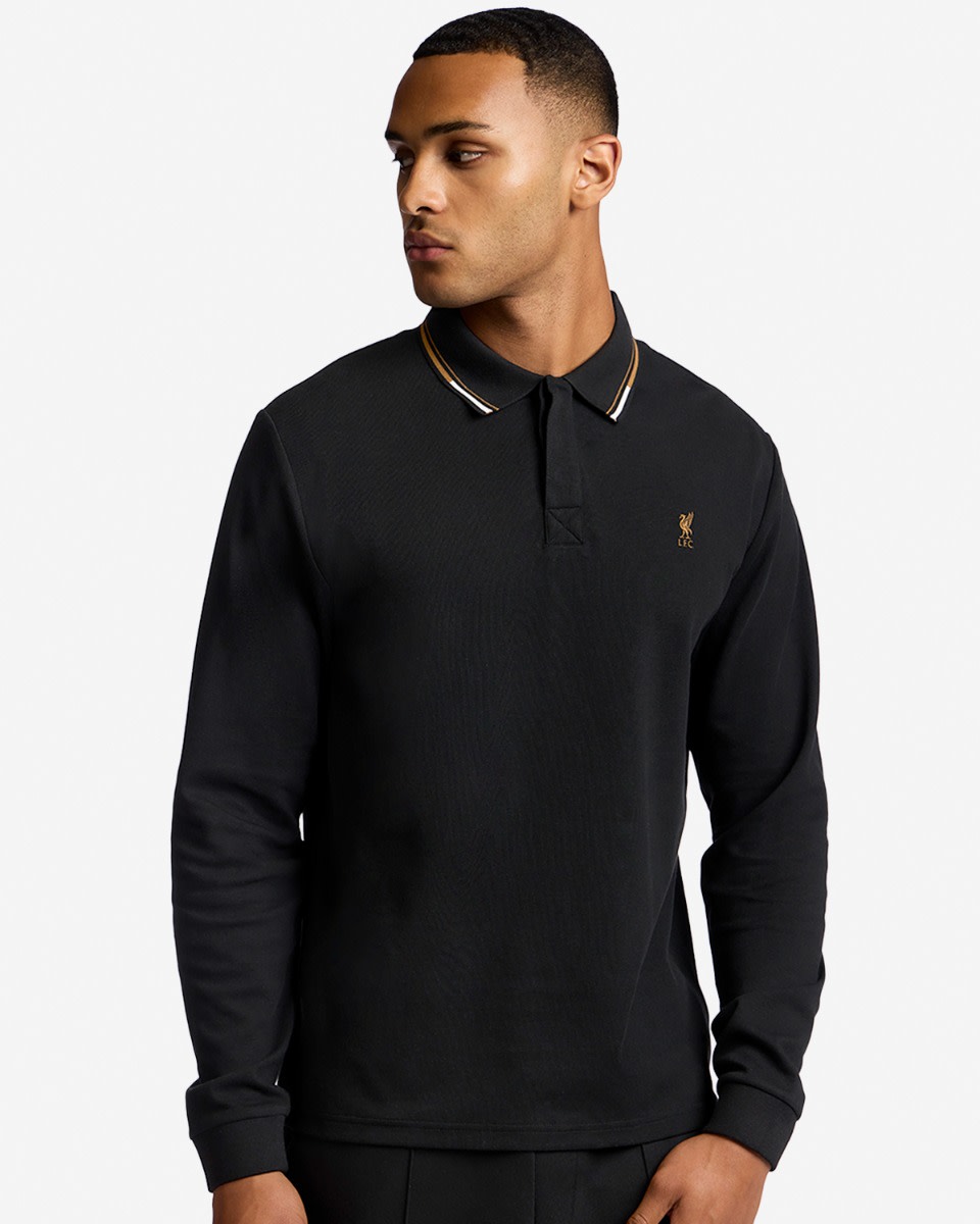 LFC Herren-Poloshirt, langärmlig, mit Spitze, Schwarz - Image 1