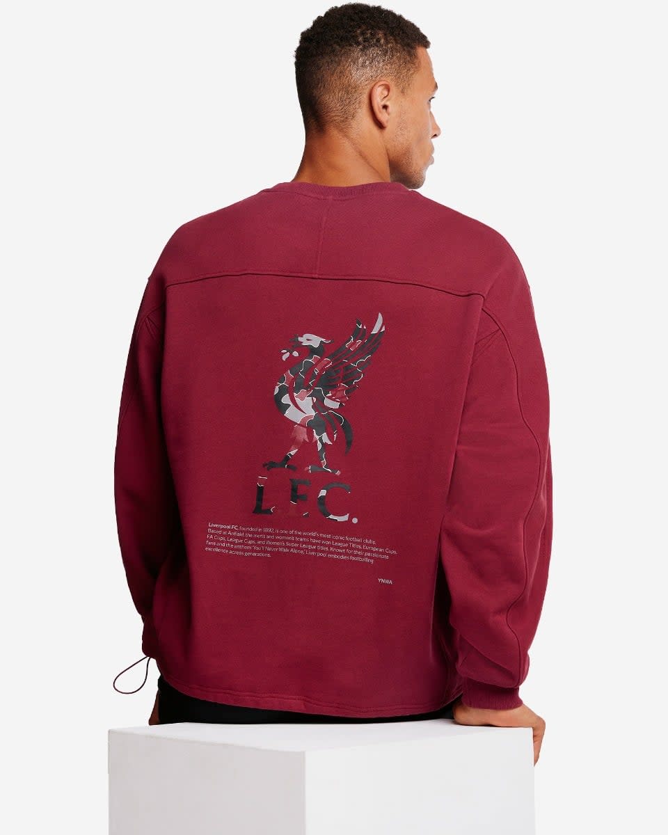 LFC สำหรับผู้ชายรุ่นโอเวอร์ไซส์ YNWA Toggle Sweat เชอร์รี่ - Image 2