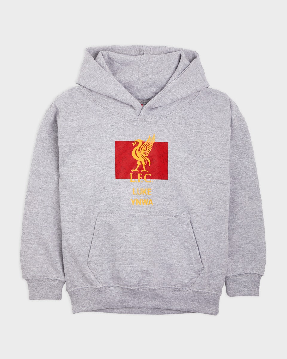 LFC Junior Liverbird Personalised Grey Hoody - Image 2