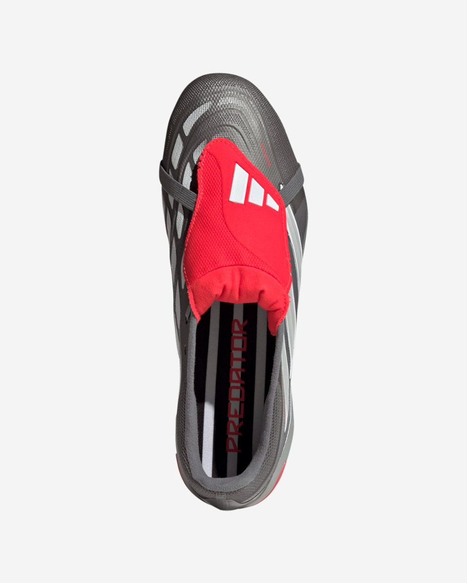adidas Predator League Fußballschuhe für Erwachsene mit umklappbarer Zunge für festen Boden, Iron Metallic/Zero Metalic/Lucid Red - Image 3