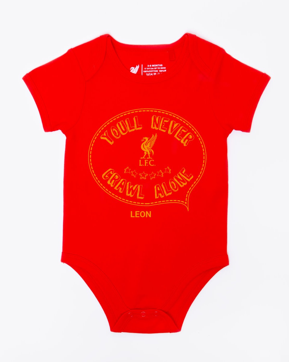 LFC Baby Personalised You'll Never Crawl Alone Bodysuit Red - Image 1