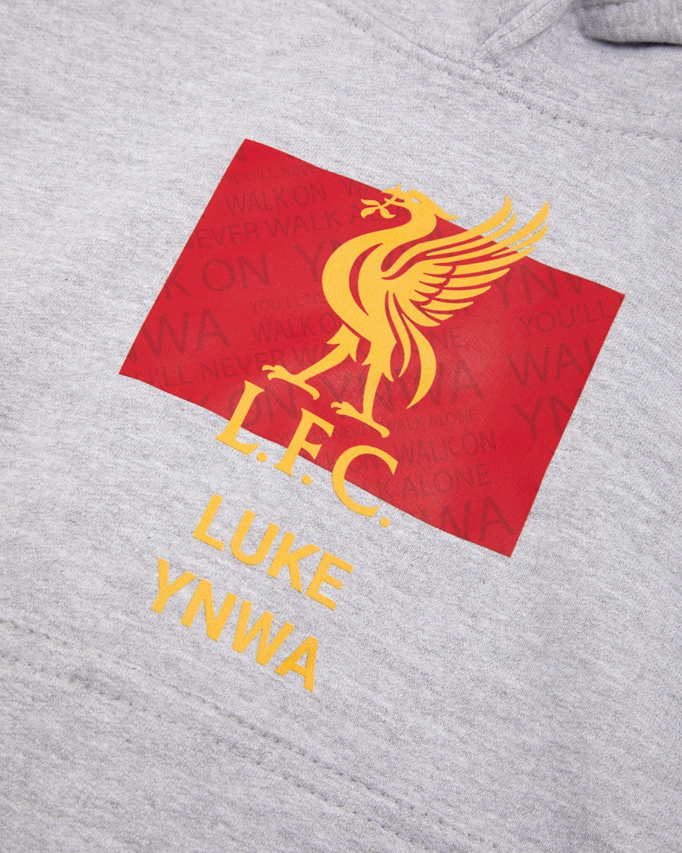 LFC Junior Liverbird Personalised Grey Hoody - Image 3