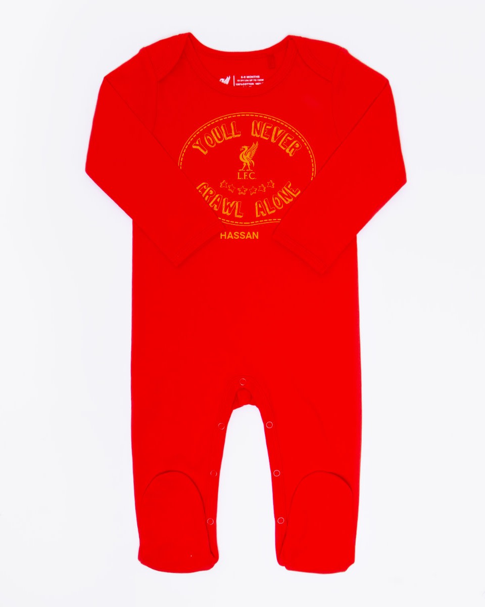 Pyjama LFC Baby personnalisé « You'll Never Crawl Alone », rouge - Image 1