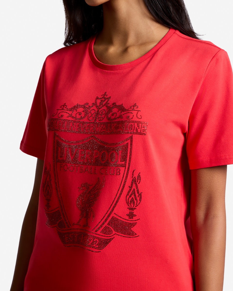 LFC Womens Diamenté Crest Tee Red - Image 2
