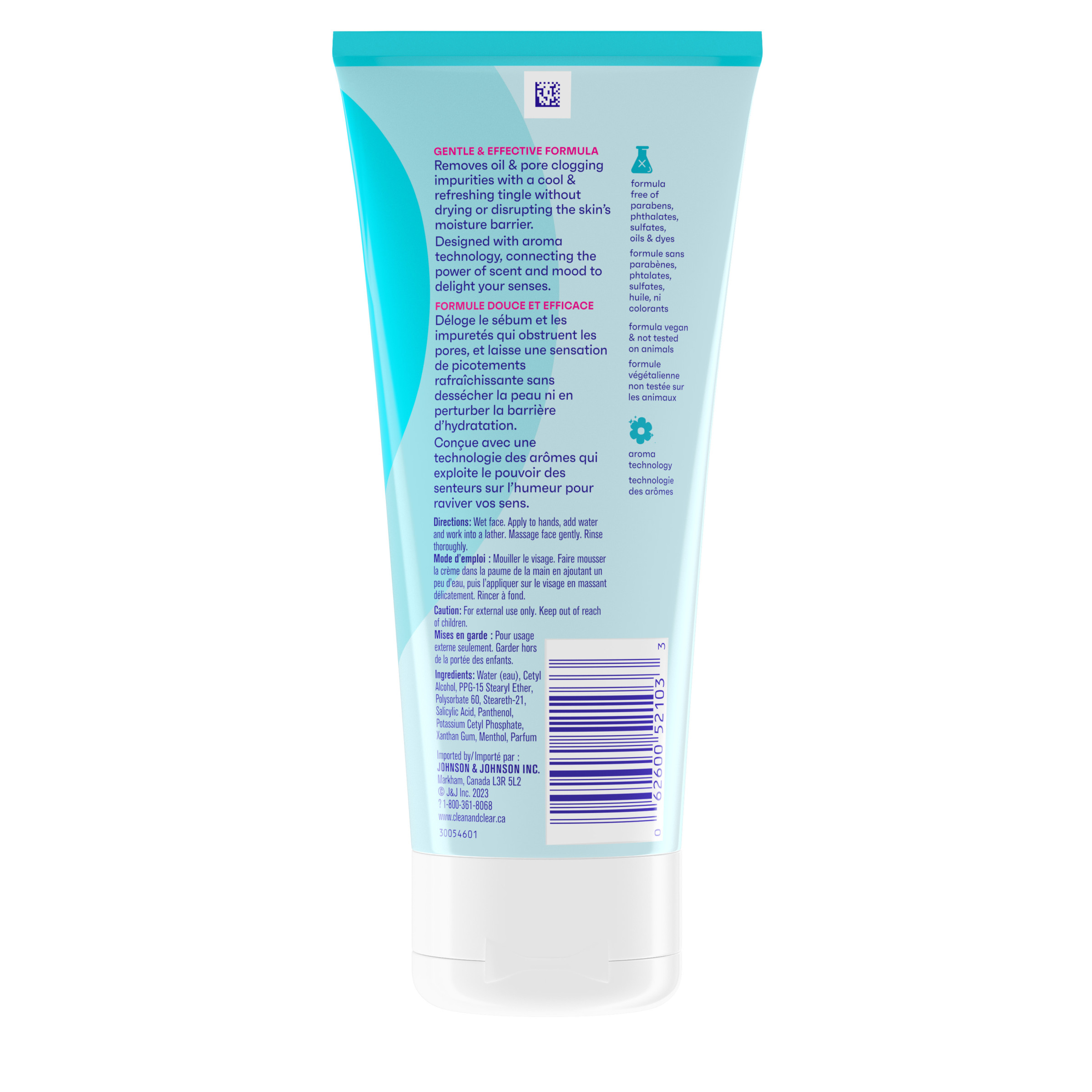 Vue arrière de la crème nettoyante Action profonde CLEAN & CLEAR®, tube compressible