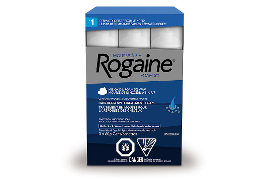 boîte du traitement pour la repousse des cheveux ROGAINE® (mousse à 5 %) pour hommes