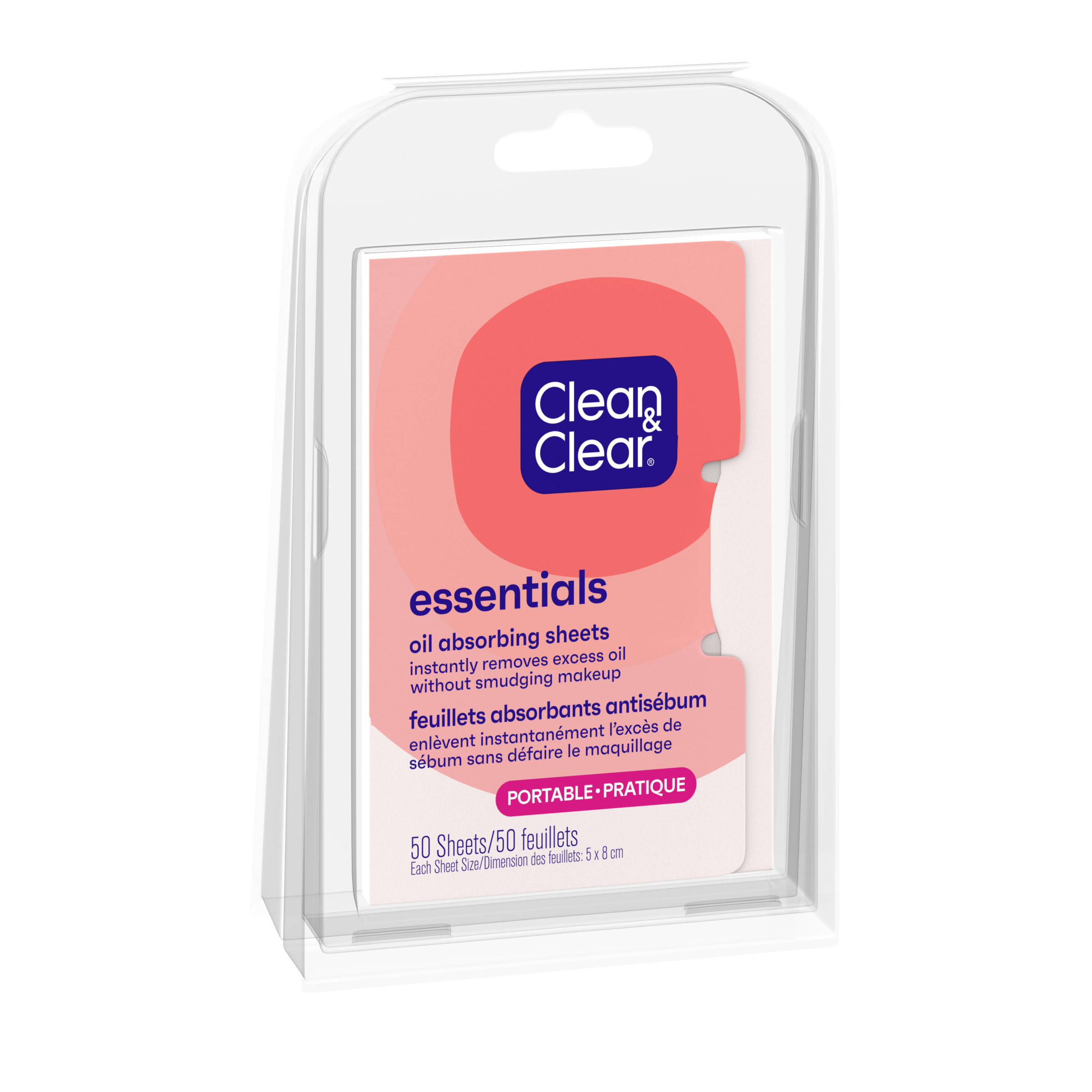 Vue avant de l’emballage des feuillets absorbants antisébum CLEAN & CLEAR ESSENTIALS®