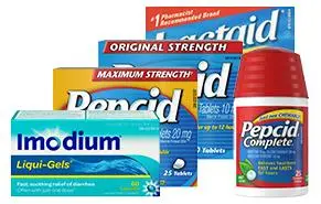 Produits Pepcid, Imodium et Lactaid pour le soulagement des troubles digestifs