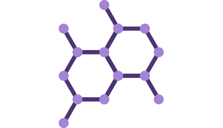 structure hexagonale mauve d'une molécule